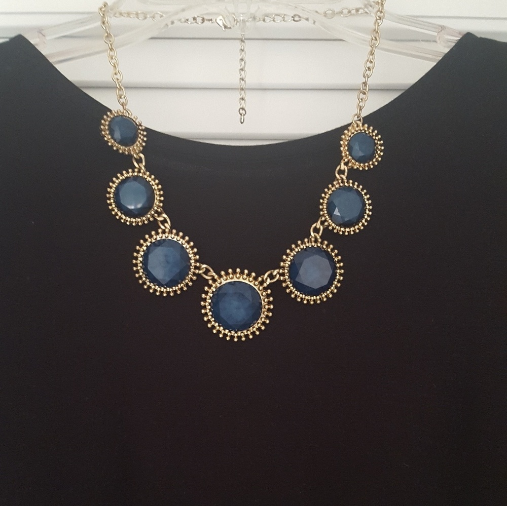 Dark Blue Medallion Necklace